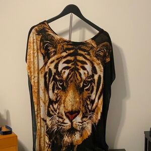 Tiger Print Oversized Top